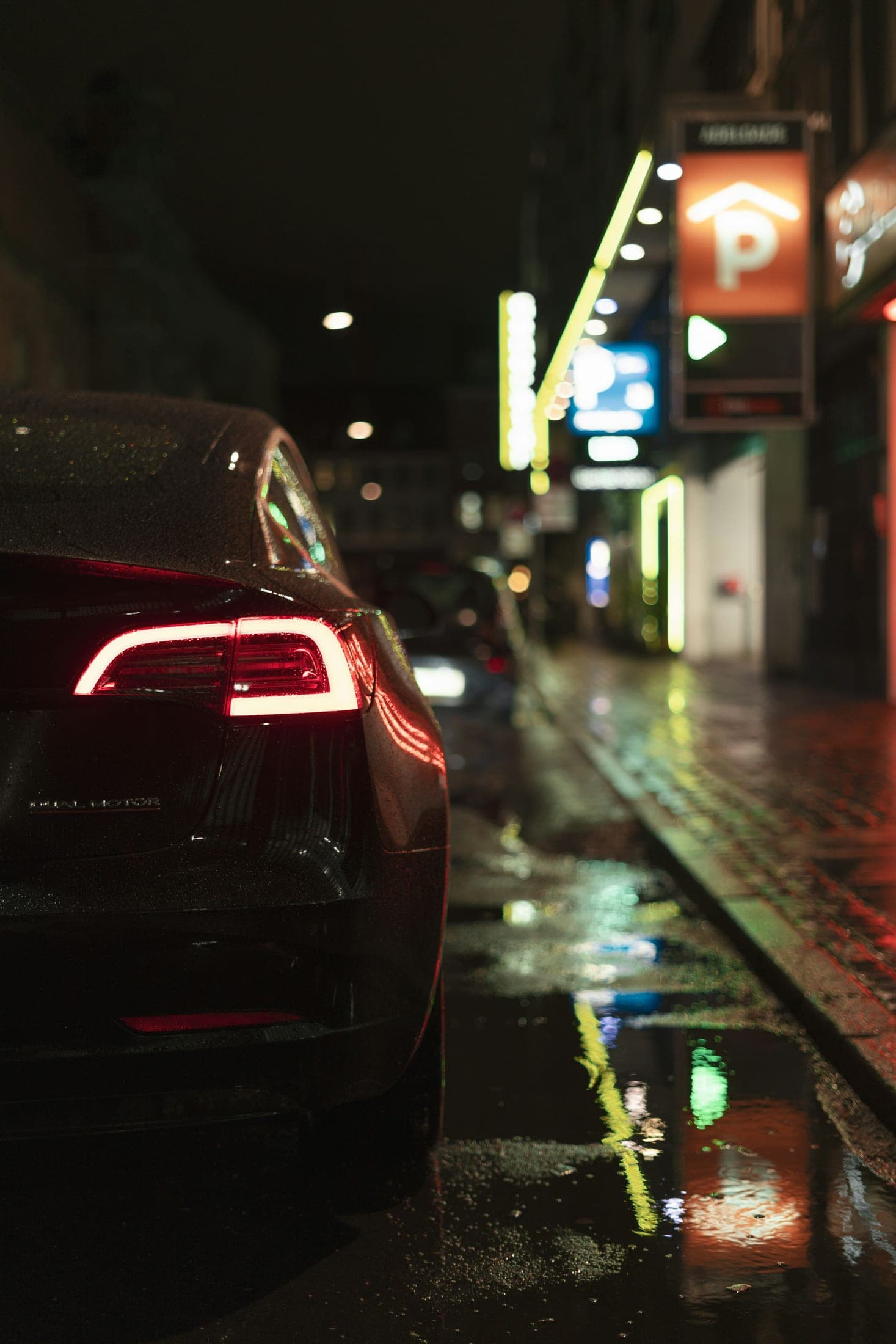 Dark vehicle at night